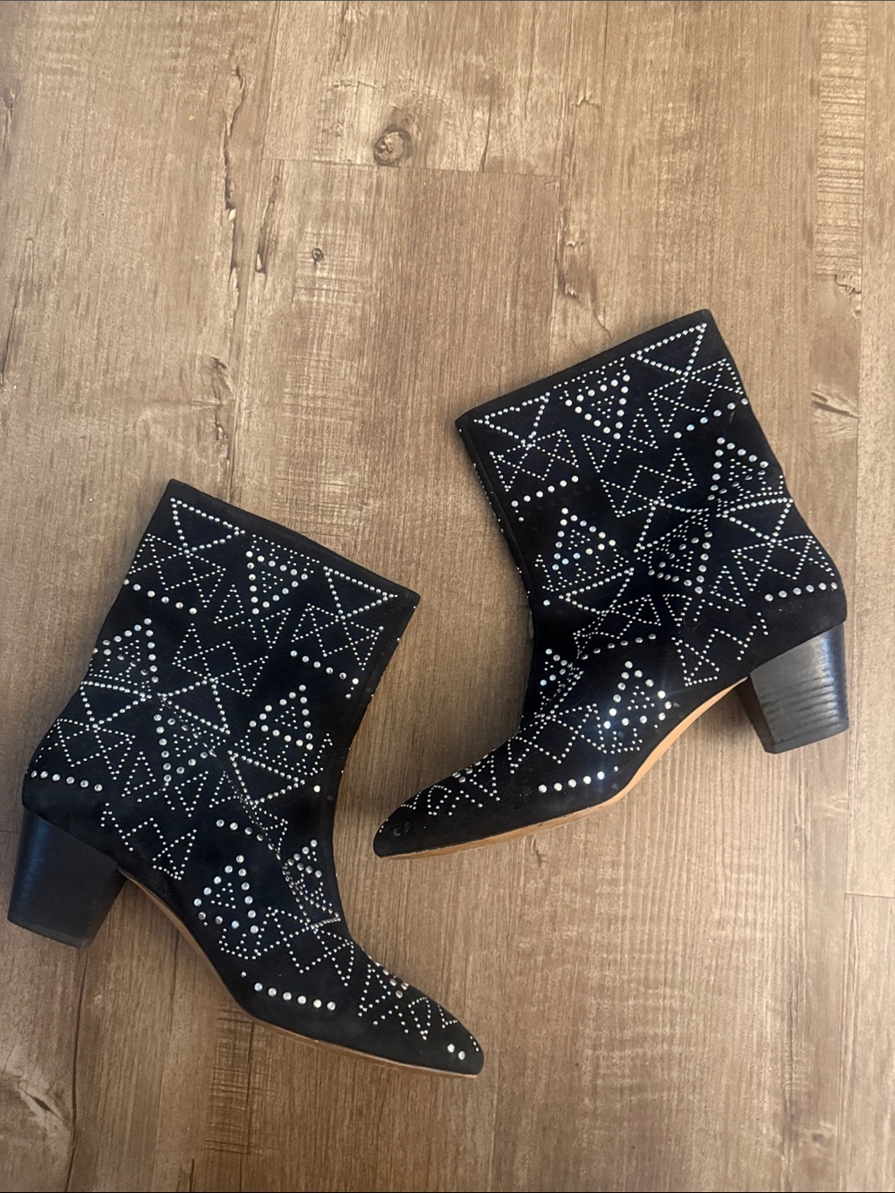 Rebecca Minkoff Black Studded Suede Ankle Boots